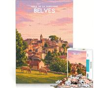 Puzzles 1000 pièces Affiche Belves | Séjour à domicile pour tuer le temps Liste de souhaits avec le Père Noël pour un anniversaire Noël 38x52cm
