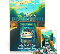 Puzzles 1000 pièces Affiche Canal Nantes | Améliorez vos souvenirs Liste de souhaits avec le Père Noël Vacances anti-stress à la maison Tuer le temps 75x50cm