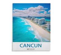 Puzzles 1000 Pièces，Affiche de Voyage Vintage Cancun Mexique，Affiche Mur Art pour Cadeaux Adultes Enfants Jeux Jouets Éducatifs（38x26cm）-B85