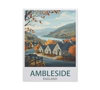 Puzzles 1000 Pièces，Affiche de Voyage Vintage d'Ambleside en Angleterre，Affiche Mur Art pour Cadeaux Adultes Enfants Jeux Jouets Éducatifs（75x50cm）-AX60