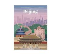 Puzzles 1000 Pièces,Affiche de Voyage Vintage de Pékin en Chine,Éducatif Intellectuel Décompressant Jouet Puzzles Amusant Jeu De Famille pour Enfants Adultes(50x70cm)-BK18