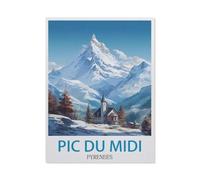 Puzzles 1000 Pièces，Affiche de Voyage Vintage Pic du Midi Pyrénées，Enfants Jouet Cadeau Éducatif Intellectuel Décompression Fun Famille Jeu/Halloween Noël Puzzle Cadeau（50x70cm）-BT62