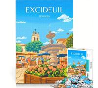 Puzzles 1000 pièces Affiche Marché Excideuil | Collection d'artistes de jeux amusants Beaux-Arts avec affiche et fiche de questions-réponses assorties 75x50cm