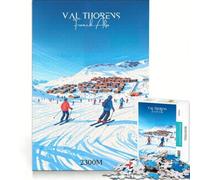 Puzzles 1000 pièces Affiche Val Thorens | Jeu pratique pour toute la famille avec des pièces de formes aléatoires qui s'emboîtent parfaitement 38x26cm