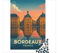 Puzzles 1000 pièces Affiche Vintage Bordeaux | Améliorez votre mémoire avec ce jeu au design soigné comprenant une affiche et une fiche de questionsréponses 50x75cm