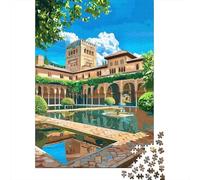 Puzzles 1000 Pièces Alhambra Palace Garden Puzzles pour Adultes - Jeu Manuel - Idées De Détente À La Maison - Cadeaux De Noël Et d'anniversaire 70x50cm/1000pcs