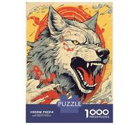 Puzzles 1000 Pièces Amaterasu Wolf Puzzles pour Adultes Jeux Relaxants Défi Difficile Activités Amusantes À La Maison, 38x26cm/1000pcs