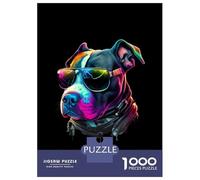 Puzzles 1000 Pièces American Staffordshire Puzzles pour Adultes Jeux Relaxants Défi Difficile Activités Amusantes À La Maison, 38x26cm/1000pcs