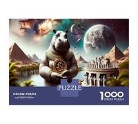 Puzzles 1000 Pièces Ancient Egyptian Rhino Statue Puzzles pour Adultes - Jeu Manuel - Idées De Détente À La Maison - Cadeaux De Noël Et d'anniversaire 38x26cm/1000pcs