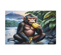 Puzzles 1000 Pièces Animal Monkey Puzzles pour Adultes Et Enfants, Puzzles en Bois Puzzles pour Adultes Jeu Éduchatif Défi Jouet (75×50cm)