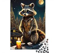 Puzzles 1000 pièces Art Animalier Raton Laveur Puzzle Adultes Puzzles Difficulté Puzzles Puzzle Éducation Jeux Jouets Famille Décoration 1000pcs (75x50cm)