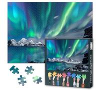 Puzzles 1000 Pièces, Aurora Lumière Puzzle Adulte, Montagne Neige 1000 Pièces Puzzles pour Adultes, Puzzle Impossible Jeu d'adresse pour Toute la Famille 70x50cm