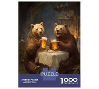 Puzzles 1000 Pièces Bears Drinking Beer at A Table Puzzles pour Adultes - Modèle À Assembler - Défi Éducatif - Cadeau d'anniversaire Unique 70x50cm/1000pcs