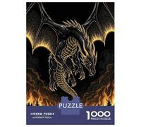 Puzzles 1000 Pièces Black and Gold Dragon Over Fire Puzzle pour Adolescents Améliore La Mémoire Difficile Et Stimulant Casse-tête Jeux De Réflexion en Famille 70x50cm/1000pcs
