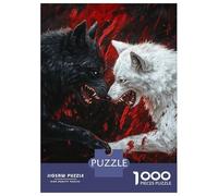 Puzzles 1000 Pièces Black and White Wolves Puzzles pour Adultes - Jeu Manuel - Idées De Détente À La Maison - Cadeaux De Noël Et d'anniversaire 52x38cm/1000pcs
