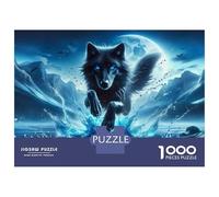 Puzzles 1000 Pièces Black Wolf Leaping Puzzles pour Adultes - Modèle À Assembler - Défi Éducatif - Cadeau d'anniversaire Unique 70x50cm/1000pcs
