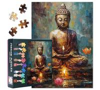 Puzzles 1000 Pièces Bougies Bouddha Statue Puzzle Adulte, Lotus Fleurs 1000 Pièces Puzzles pour Adultes, 70x50cm Puzzle Impossible Jeu d'adresse pour Toute la Famille