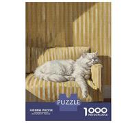 Puzzles 1000 Pièces Cat Nap on Striped Chair Puzzle pour Adolescents Améliore La Mémoire Difficile Et Stimulant Casse-tête Jeux De Réflexion en Famille 38x26cm/1000pcs