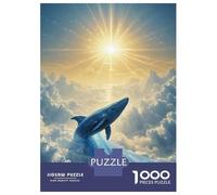 Puzzles 1000 Pièces Celestial Whale Rising Toward The Sun Puzzles pour Adultes - Jeu Manuel - Idées De Détente À La Maison - Cadeaux De Noël Et d'anniversaire 52x38cm/1000pcs