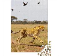 Puzzles 1000 Pièces Cheetah Running in Africa Puzzle pour Adolescents Améliore La Mémoire Difficile Et Stimulant Casse-tête Jeux De Réflexion en Famille 52x38cm/1000pcs