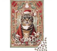 Puzzles 1000 Pièces Christmas Cat Art Print-9 Puzzles pour Adultes - Modèle À Assembler - Défi Éducatif - Cadeau d'anniversaire Unique 38x26cm/1000pcs