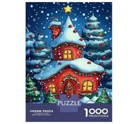 Puzzles 1000 Pièces Christmas Cottage Tree Puzzles pour Adultes - Jeu Manuel - Idées De Détente À La Maison - Cadeaux De Noël Et d'anniversaire 52x38cm/1000pcs