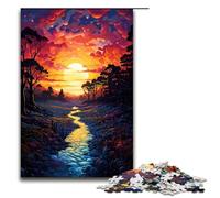 Puzzles 1000 pièces colorés psychédéliques et rêveurs au Coucher du Soleil Cadeaux pour Adultes liste de souhaits de Noël avec Le Père Noël pour Adolescents de 14 Ans et Plus 1000 pièces (75 x 50 cm)
