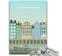 Puzzles 1000 pièces Copenhague Aidez Le Cerveau à exercer des Jouets addictifs pour cultiver la Patience, adaptés aux Couples (Taille 38x52cm)