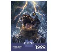 Puzzles 1000 Pièces Crocodile Lightning Puzzles pour Adultes Jeux Relaxants Défi Difficile Activités Amusantes À La Maison, 52x38cm/1000pcs