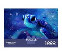 Puzzles 1000 Pièces Cute Blue Sea Turtle in Space Puzzles pour Adultes - Modèle À Assembler - Défi Éducatif - Cadeau d'anniversaire Unique 52x38cm/1000pcs