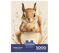 Puzzles 1000 Pièces Cute Squirrel with Nut Illustration Puzzle Adulte, Jeu De Réflexion, Analyse Et Logique, Cadeaux De Noël Et d'anniversaire 38x26cm/1000pcs