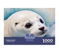 Puzzles 1000 Pièces Cute White Seal in Water Puzzles pour Adultes - Modèle À Assembler - Défi Éducatif - Cadeau d'anniversaire Unique 52x38cm/1000pcs