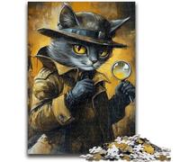 Puzzles 1000 pièces Détective Chat pour Adultes, Anti-Stress, Vacances à la Maison, Passe-Temps, Amour Entre Couples (26x38cm)