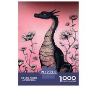 Puzzles 1000 Pièces Dragon Among Flowers on Pink Background Puzzle pour Adolescents Améliore La Mémoire Difficile Et Stimulant Casse-tête Jeux De Réflexion en Famille 70x50cm/1000pcs