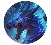 Puzzles 1000 pièces Dragon de Glace et Foudre, Puzzles Ronds 1000 Pièces pour Adultes et Famille, Décoration Maison DIY, Cadeau 1000 pièces (67,5x67,5cm)