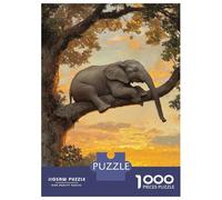 Puzzles 1000 Pièces Elephant in Tree at Sunset Puzzles pour Adultes - Jeu Manuel - Idées De Détente À La Maison - Cadeaux De Noël Et d'anniversaire 52x38cm/1000pcs