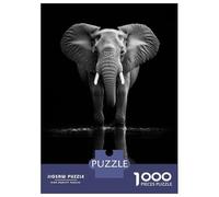 Puzzles 1000 Pièces Elephant in Water Black and White Photo Puzzles pour Adultes - Modèle À Assembler - Défi Éducatif - Cadeau d'anniversaire Unique 38x26cm/1000pcs