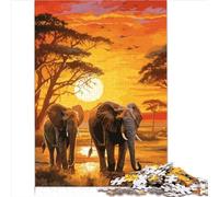 Puzzles 1000 pièces éléphants Afrique Coucher de Soleil Jeu Cadeau Puzzle en Carton pour Enfants à partir de 12 Ans Jeux éducatifs pour Adultes et Enfants 1000 pièces (26x38 cm)