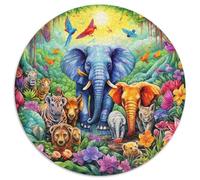 Puzzles 1000 pièces en Papier Rond Motif éléphant, Un véritable Casse-tête pour Les Adolescents, Parfaits pour la décoration intérieure ou comme Cadeau (67,5 x 67,5 cm)