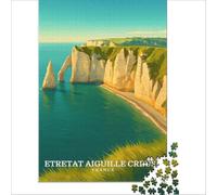 Puzzles 1000 pièces Étretat Aiguille Creuse | Analyse et logique Chaque pièce est unique Cadeaux d'anniversaire et de Noël uniques 38x26cm