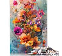 Puzzles 1000 pièces Fleurs colorées Puzzles pour Adultes Puzzles en Bois Excellent Cadeau pour Adultes 75x50cm