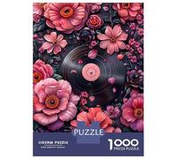 Puzzles 1000 Pièces Floral Vinyl Record Puzzles pour Adultes - Jeu Manuel - Idées De Détente À La Maison - Cadeaux De Noël Et d'anniversaire 70x50cm/1000pcs