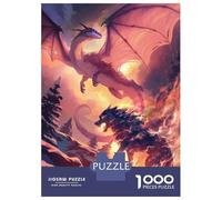 Puzzles 1000 Pièces Flying Dragon Flaming Wolf Puzzles pour Adultes - Jeu Manuel - Idées De Détente À La Maison - Cadeaux De Noël Et d'anniversaire 52x38cm/1000pcs