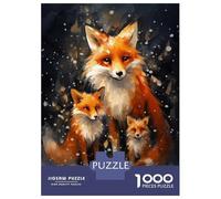 Puzzles 1000 Pièces Fox Christmas Family Puzzle Adulte, Jeu De Réflexion, Analyse Et Logique, Cadeaux De Noël Et d'anniversaire 52x38cm/1000pcs