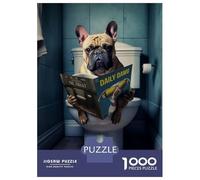 Puzzles 1000 Pièces French Bulldog in Bathroom Puzzle Adulte, Jeu De Réflexion, Analyse Et Logique, Cadeaux De Noël Et d'anniversaire 38x26cm/1000pcs