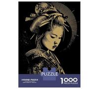 Puzzles 1000 Pièces Geisha Portrait in Gold and Black Puzzles pour Adultes - Jeu Manuel - Idées De Détente À La Maison - Cadeaux De Noël Et d'anniversaire 38x26cm/1000pcs