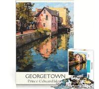 Puzzles 1000 pièces Georgetown Prince Edward Island | Analyse et logique Liste de souhaits avec le Père Noël Vacances anti-stress à la maison Tuer le temps 38x26cm
