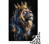 Puzzles 1000 Pièces Golden Crowned Lion Art Print Puzzles pour Adultes Jeux Relaxants Défi Difficile Activités Amusantes À La Maison, 38x26cm/1000pcs