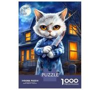 Puzzles 1000 Pièces Halloween Cat Puzzles pour Adultes - Jeu Manuel - Idées De Détente À La Maison - Cadeaux De Noël Et d'anniversaire 52x38cm/1000pcs