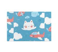 Puzzles 1000 pièces Hytter Cartoon Chat Sourire Motif Éducatif en Bois Puzzles intellectuels Puzzles Amusants Jeu Soulagement du Stress